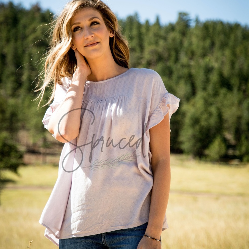 Ruffled Sleeve Tie Back Top